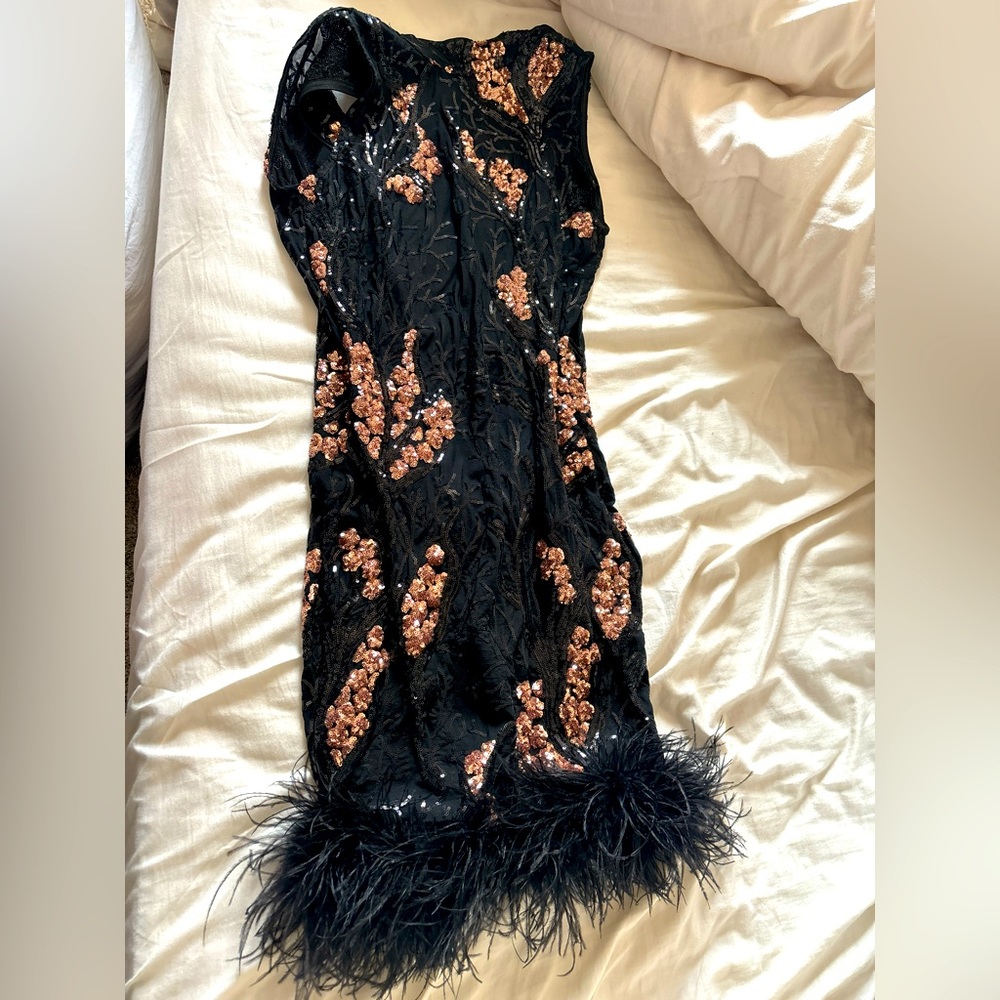 Black and rose gold dress